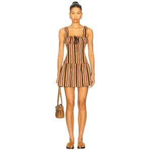 LIONESS Heart Shaped Mini Dress in Vintage Stripe Medium New Womens